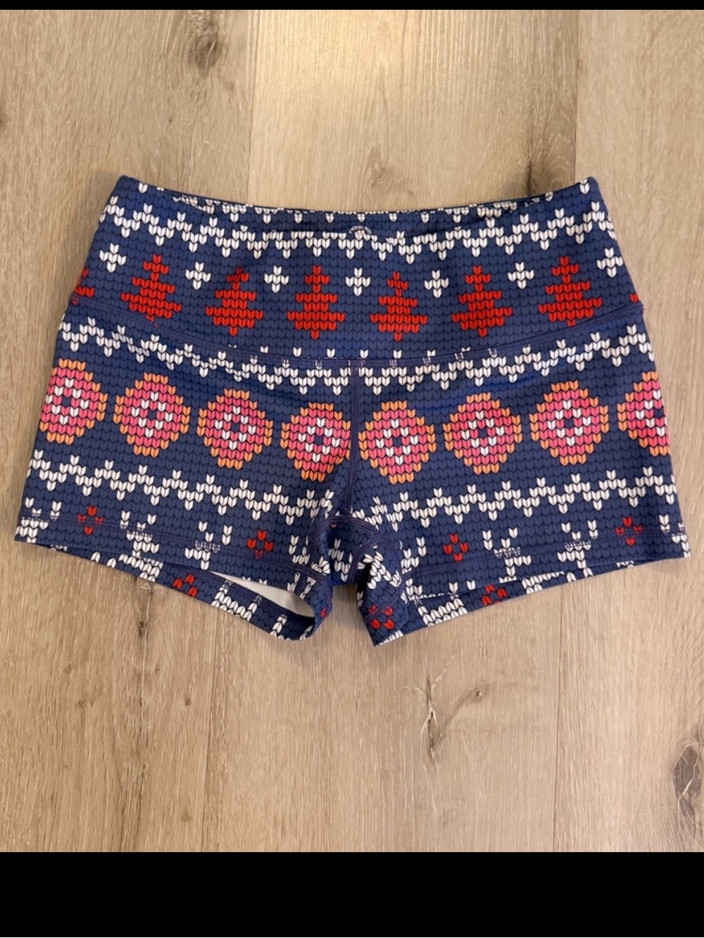 Feed Me Fight Me Compression Workout Shorts - Ugly Christmas Sweater Fair Isle